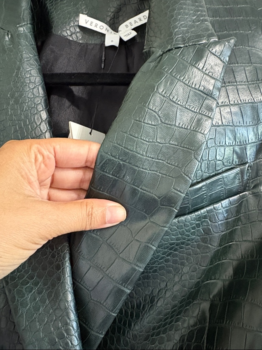 NWT VERONICA BEARD Gail Dickey Faux Leather Jacket In Evergreen size 8 - Picture 3 of 10